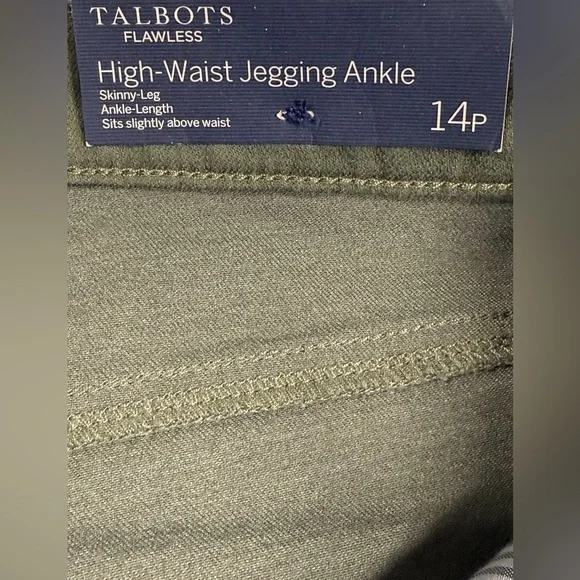 Talbots High Waist Jegging Pants Size 14P Green Stretch Ankle Skinny Casual NWT - Picture 7 of 9